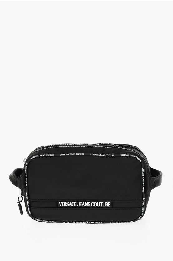 Versace Jeans Couture Nylon Necessaire With Logoed Trims In Black