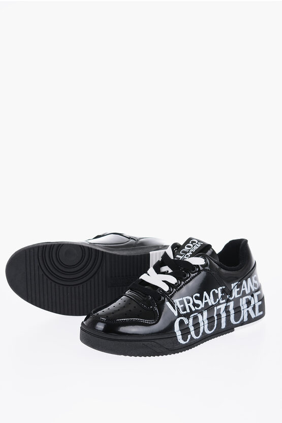 Versace Jeans Couture Polished Leather Starlight Sneakers With Print In White
