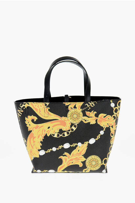 Versace Jeans Couture Reversible Faux Leather Tote Bag In Black