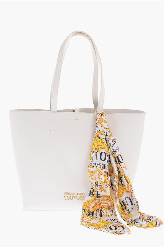 Versace Jeans Couture Saffiano Faux Leather Range A Thelma Maxi Tote In White