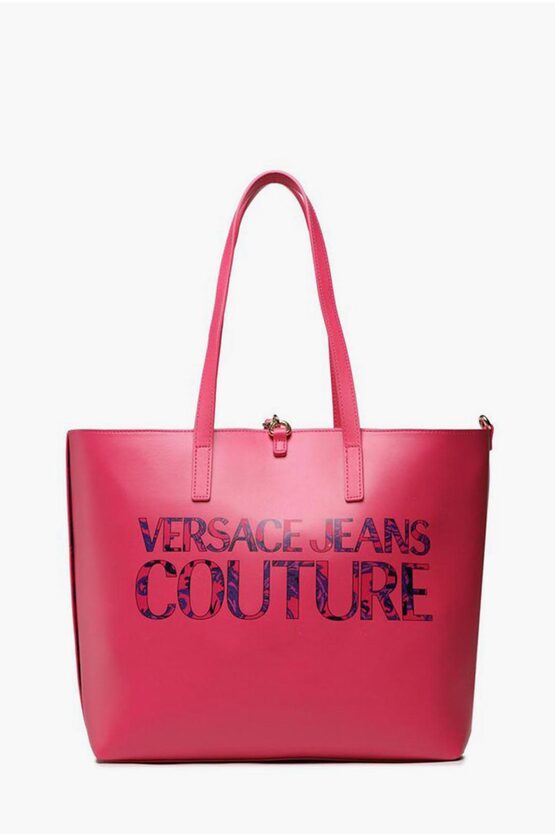 Versace Jeans Couture Saffiano Faux Leather Reversible Tote Bag In Pink