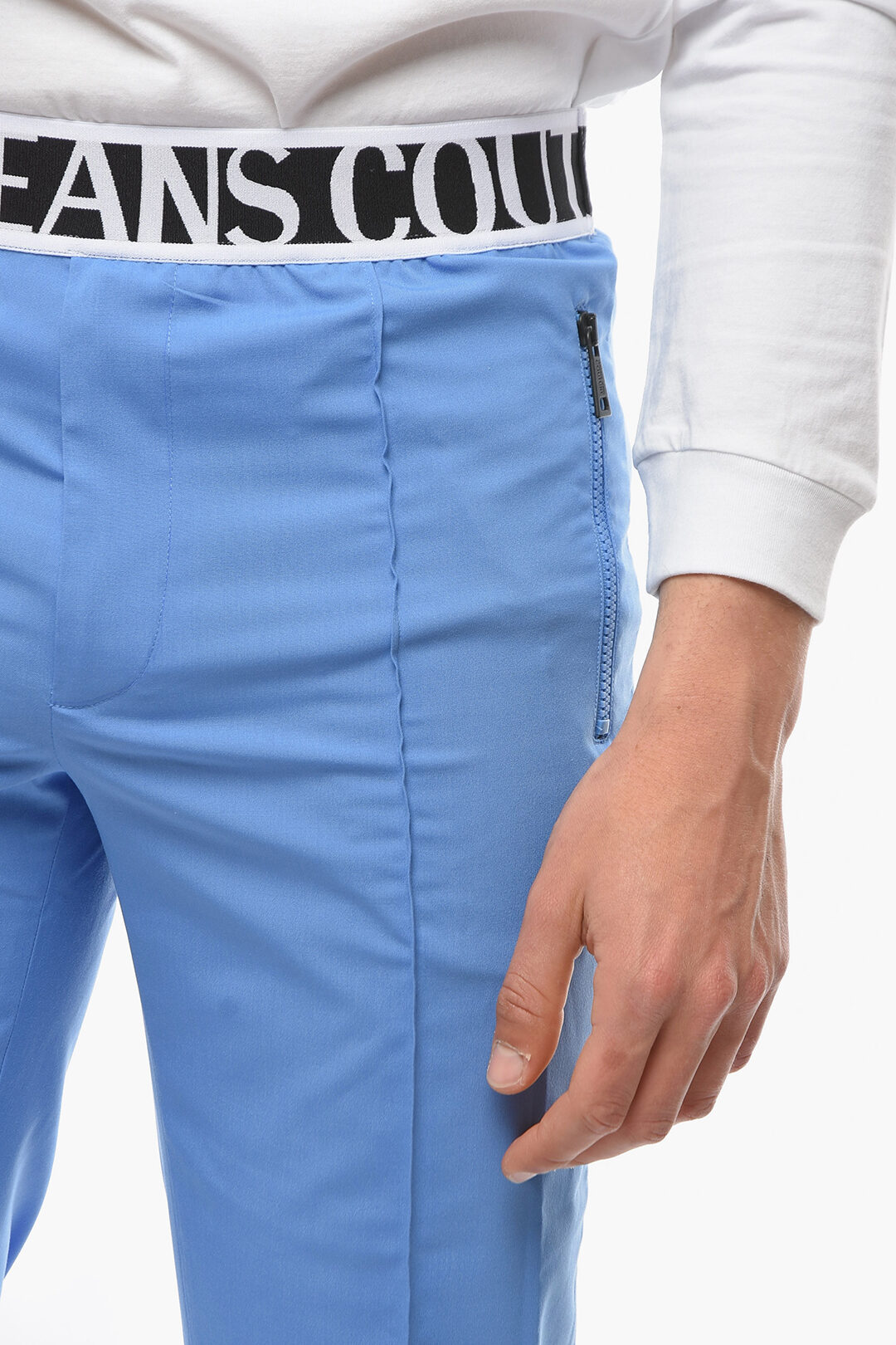 Versace JEANS COUTURE Singlepleated Tapered Fit pants with Logoed Band