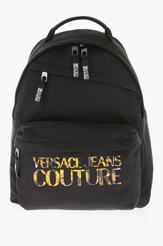 Versace Jeans Couture Solid Colour Backpack With Embossed Iconic Logo
