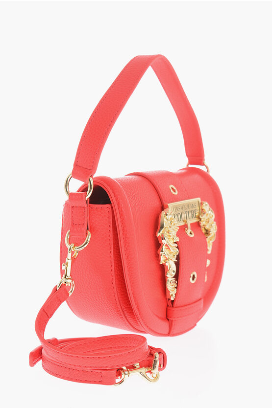 JEANS COUTURE Texture Faux Leather Shoulder Bag with Maxi Golden Buckle