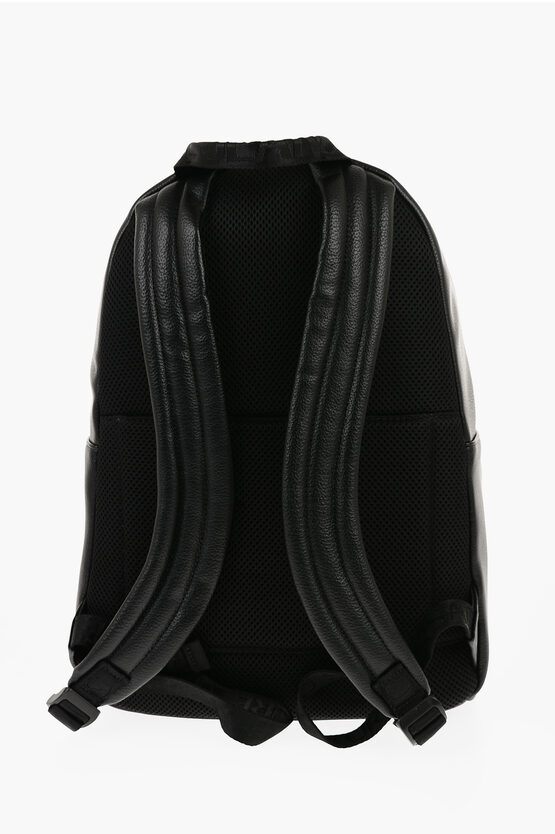 JEANS COUTURE Textured Faux Leather Backpack with Silver-Tone Logo