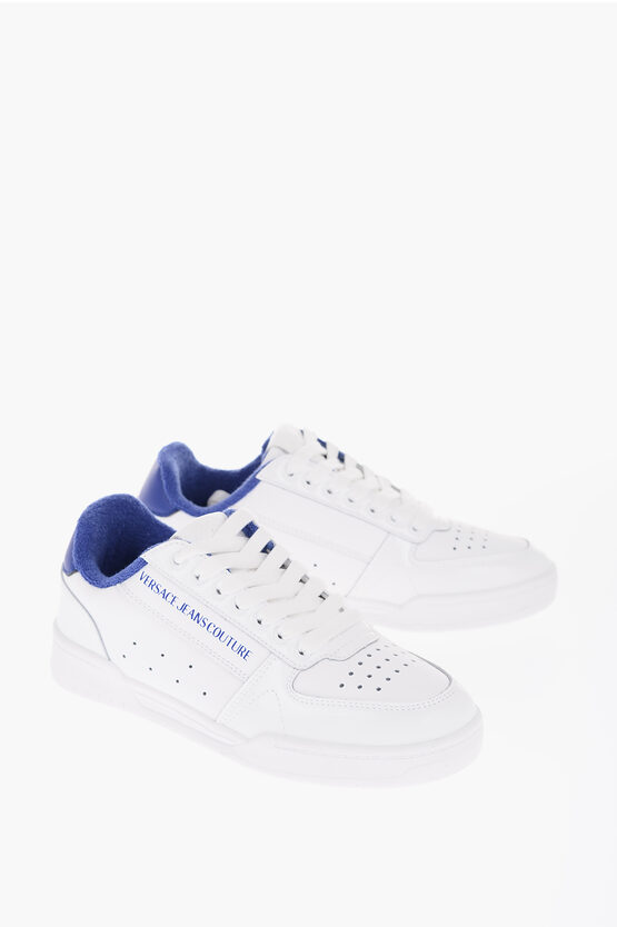 Versace Jeans Couture Textured Leather Brooklyn Low-top Trainer With In White