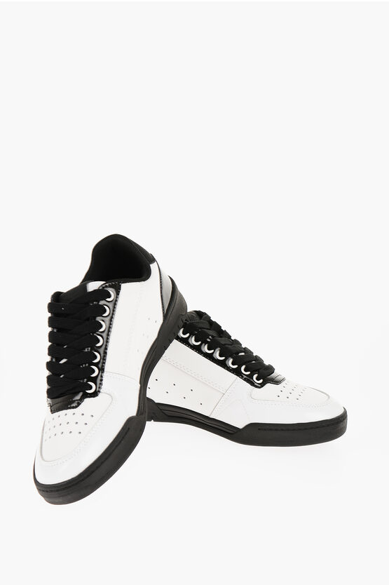 Versace Jeans Couture Two-tone Leather Brooklyn Low Top Trainers In White