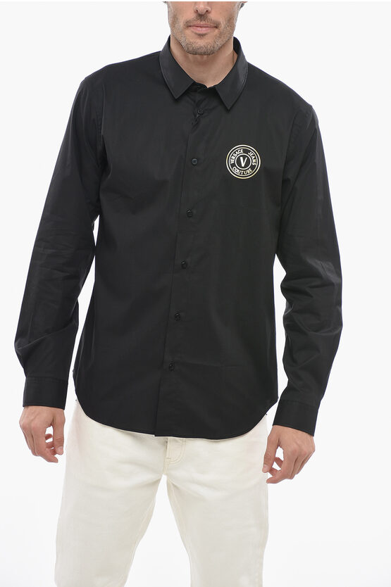 Versace Jeans Couture Viscose Shirt With Lamè Logo