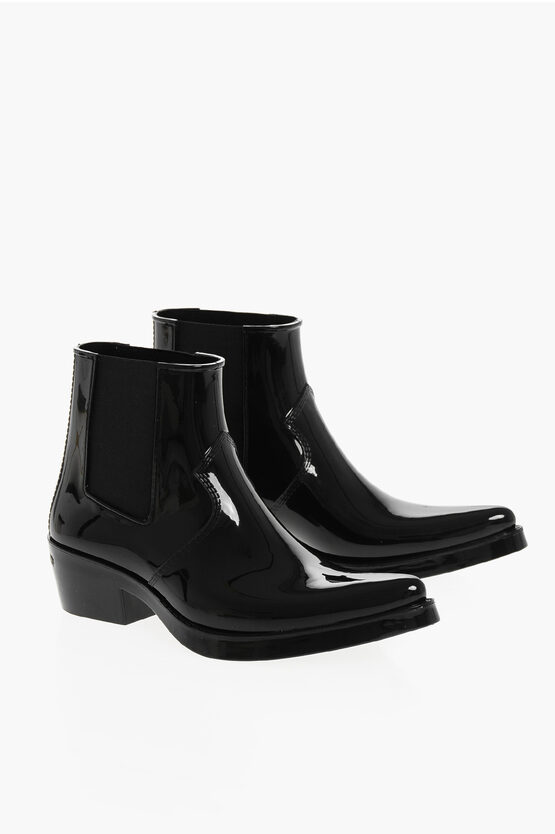 Calvin Klein Jeans Patent Faux Leather Boots 5cm In Black
