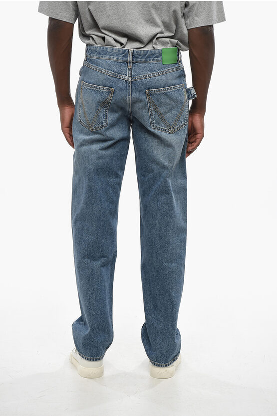 Bottega Veneta Jeans Regular Fit a Gamba Dritta con Patch in Pelle