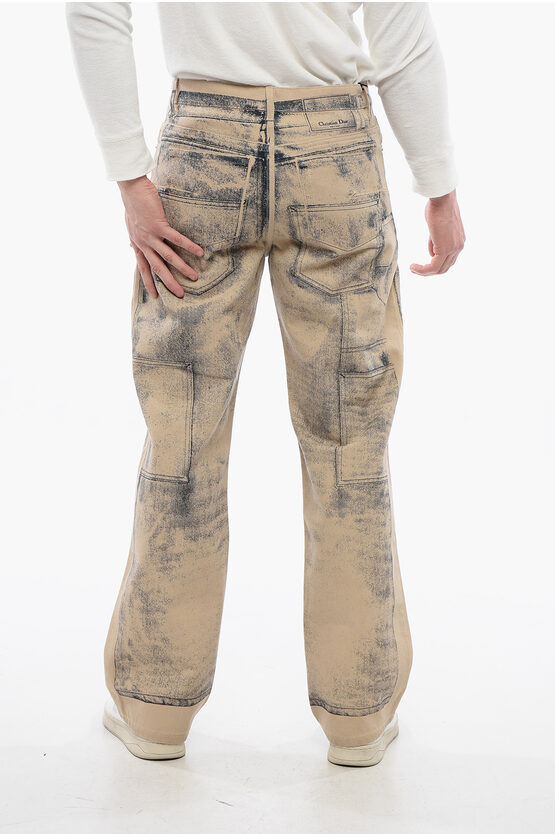 Jeans Dior Pantaloni Uomo Dior Jeans Regular Fit In Denim Stampato