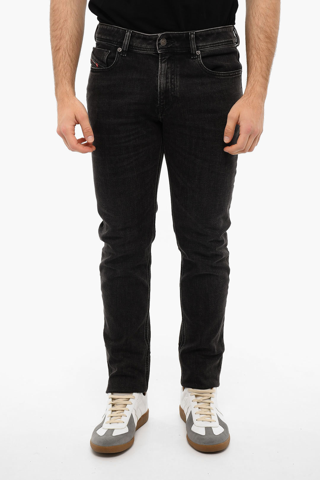 Jeans Stile Biker Skinny F Stretch Con Strappi & Rattoppi - Foto 3