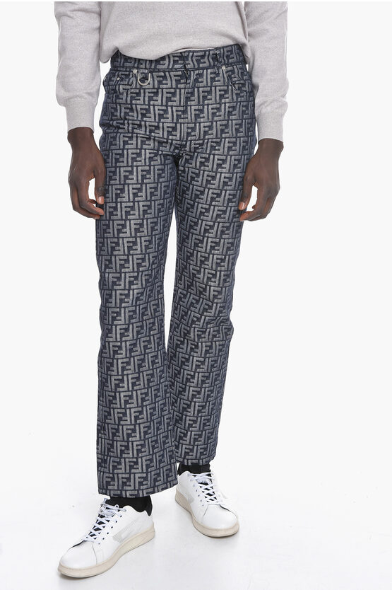 Fendi Jeans Straight Fit in Misto Cotone Monogram 23cm uomo