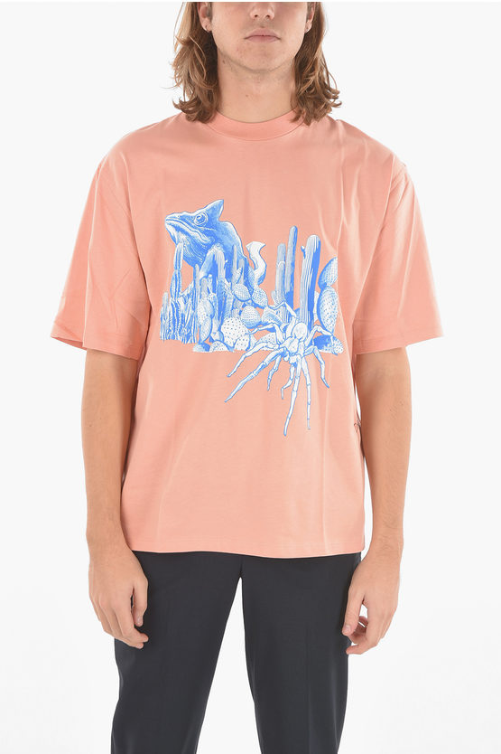 Neil Barrett Jersey Cactus T-shirt With Print In Pink