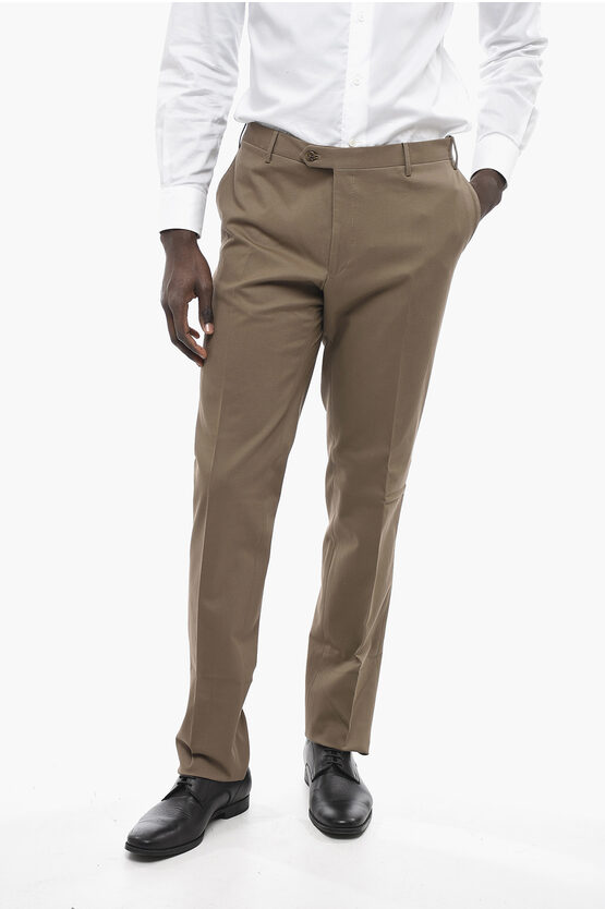 Corneliani Jersey Cotton Academy Chinos Pants In Brown