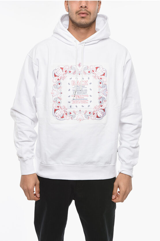 Etro Jersey Cotton Hoodie Sweatshirt With Bandana-pattern Print In White