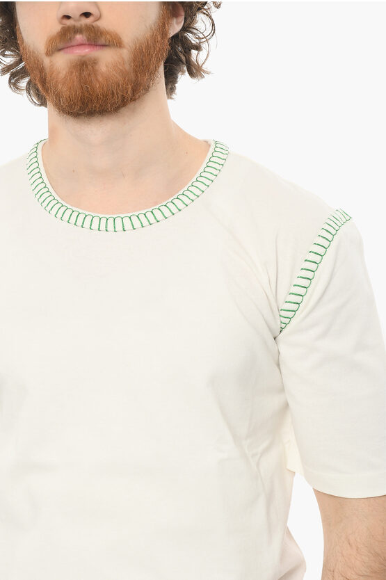 Bottega Veneta Jersey Cotton Overlock CHALK T-shirt with Visible