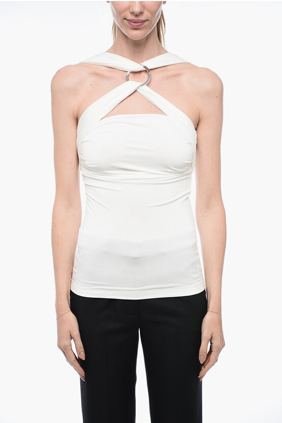 Shop Attico Jersey Criss-crossed Ginnie Top With Metal Detail