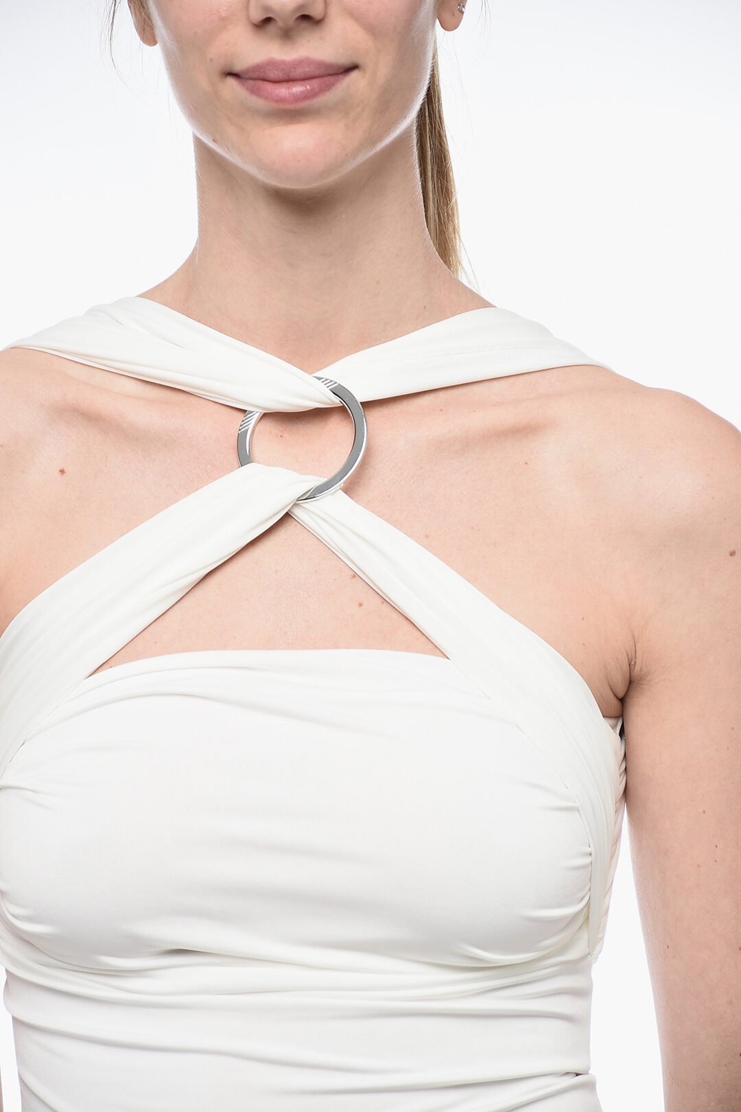 The Attico Jersey Criss-crossed GINNIE Top With Metal Detail