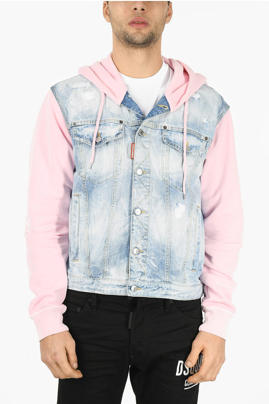 Dsquared2 Jersey Hood and Sleeve Denim Jacket men Glamood Outlet