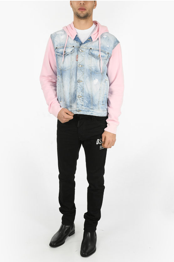 Dsquared2 Jersey Hood and Sleeve Denim Jacket men Glamood Outlet
