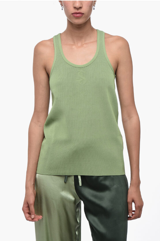 Shop Jil Sander Jersey Knitted Top With Embossed Logo