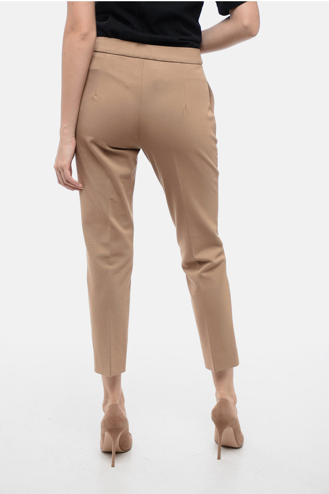 パンツ Max Mara PEGNO - Viscose jersey trousers Viscose jersey trousers, tobacco | 