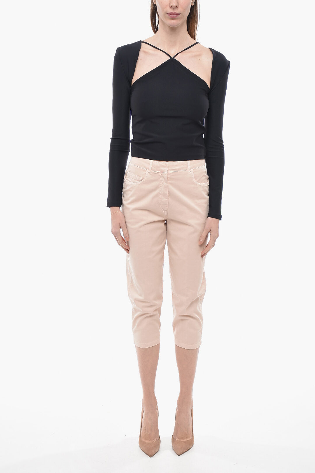 トップス rokh Two Tone Detailed Jersey Top rokh Two Tone Detailed Jersey Top Rokh cut-out Detail long