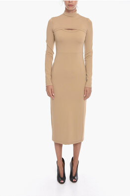 Long-sleeved Bodycon Dress with Ruched Detailing