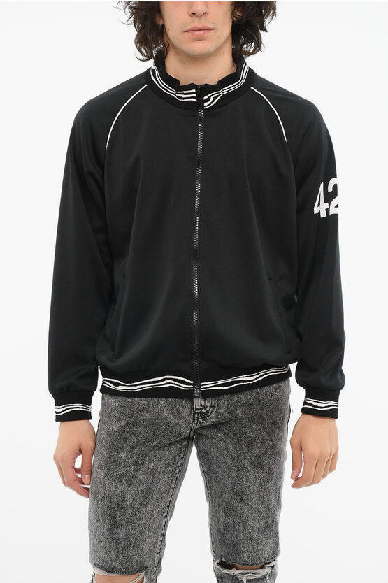 424 Jersey Zip-up Sweatshirt With Logo Print In Black