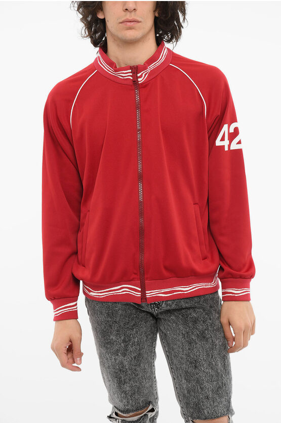 424 Jersey Zip-up Sweatshirt With Logo Print In Red