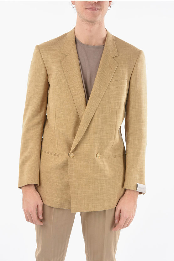 Corneliani Jetted Pocket Vogue Double-breasted Blazer In Brown
