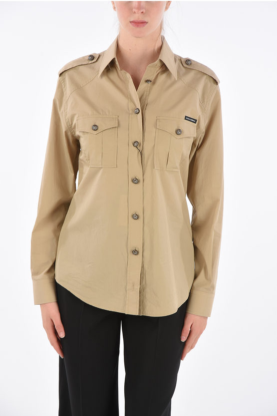 Gabbana Jewel Button Safari Shirt 