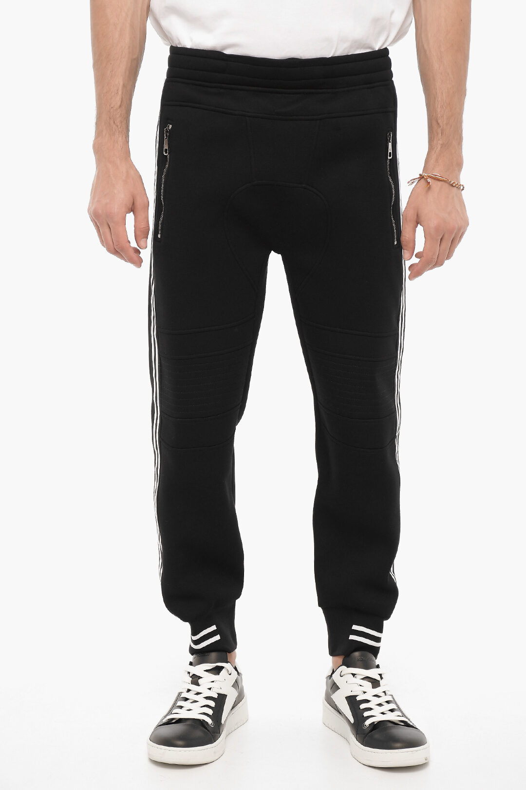 Neil Barrett Joggers Biker Skinny Fit in Neoprene con Bande Laterali a Contrasto uomo Glamood Outlet