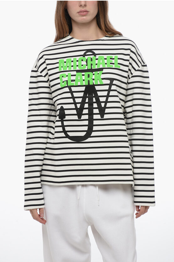 Shop Jw Anderson X Michael Clark Striped Sweatshirt With Flocked