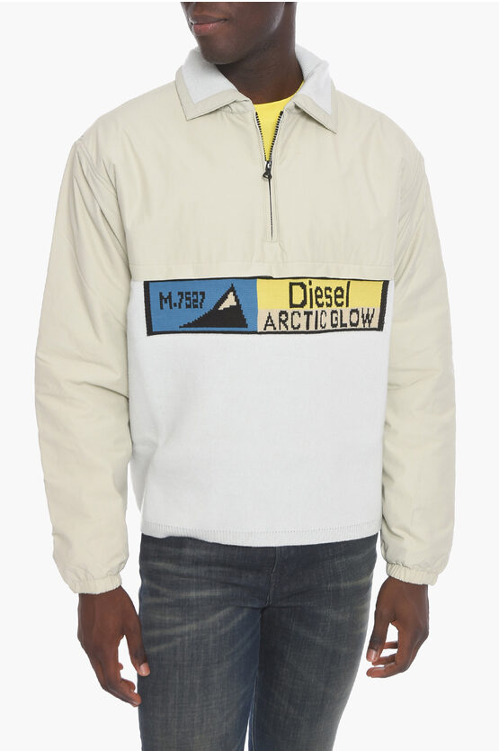 Diesel K-marc Knit Jacket With Half-zip In Neutral