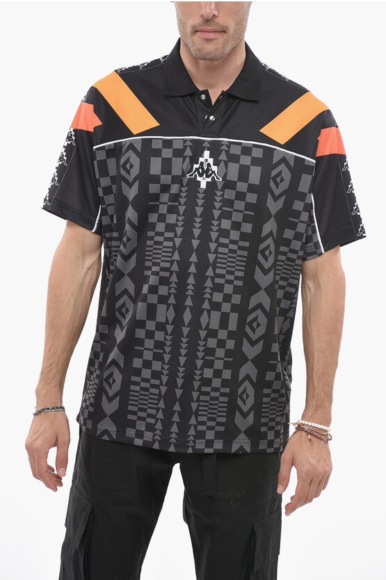 Shop Marcelo Burlon County Of Milan Kappa Polo Shirt With Geometric Motif And Logo