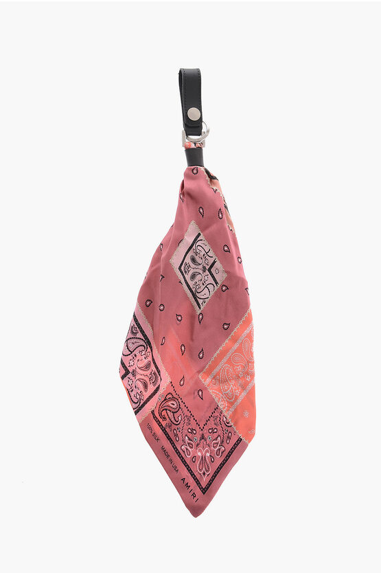 Amiri Keyring With Bandana Reconstructured Pendant In Pink
