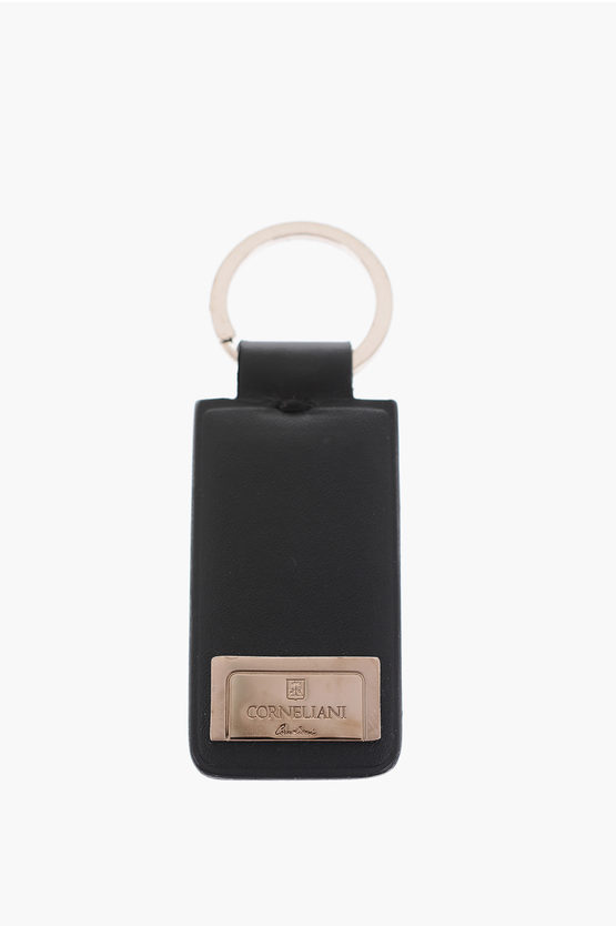 Shop Corneliani Keyring With Leather Pendant