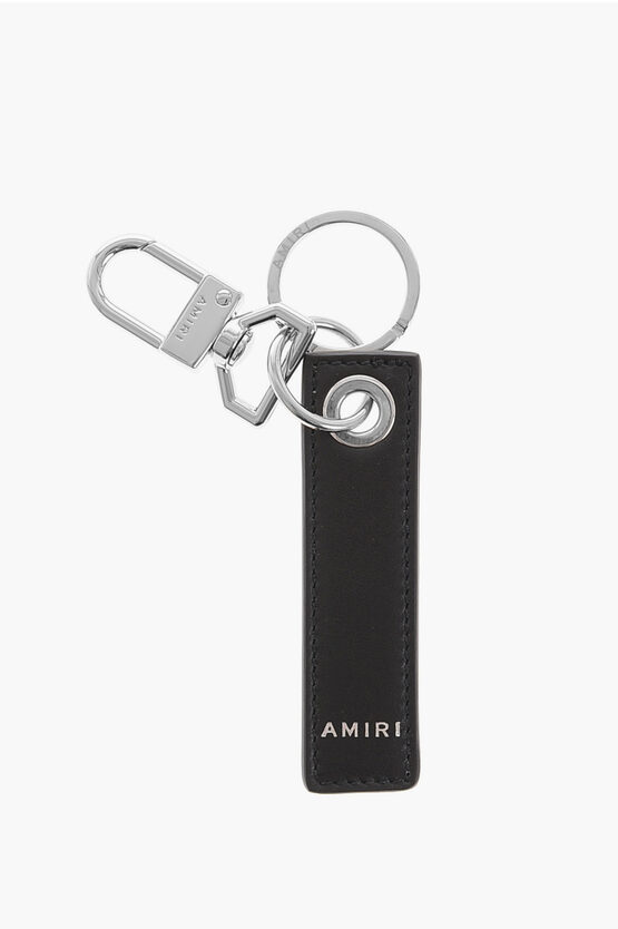Amiri Keyring With Leather Tag In Black