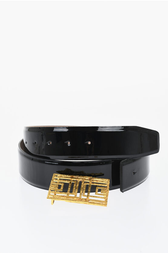 Elhanati Khaite Patent Leather Belt With Gold-coated Bronze Buckle 40
