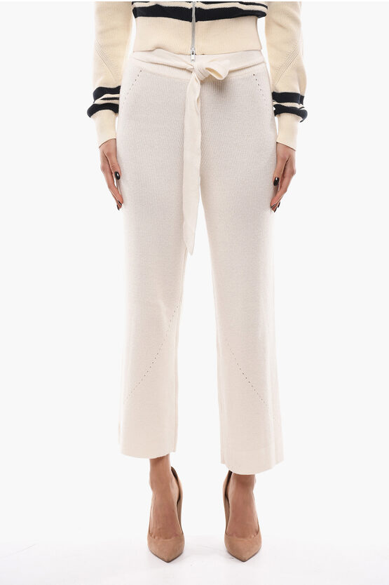 Notes Du Nord Knit Erin Flared Pants With Belt In Neutral