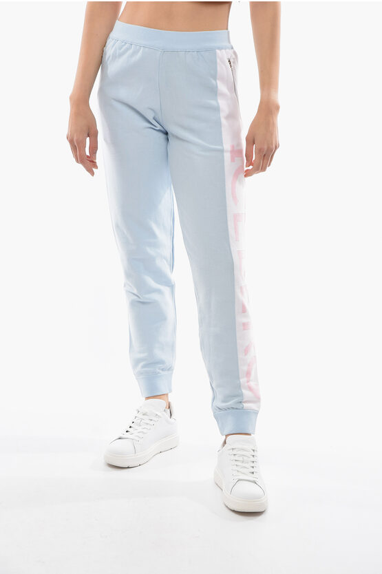 Iceberg Knit Joggers With Jacquard-logo In Blue