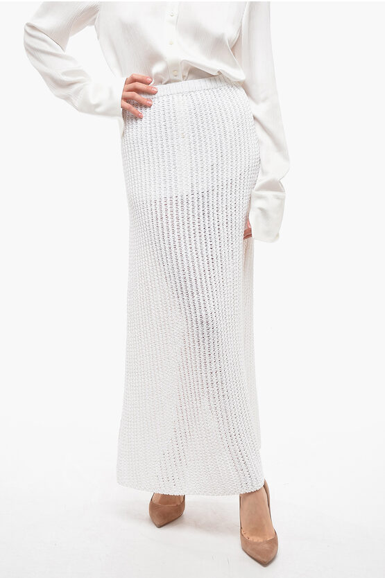 Shop Ferragamo Knit Skirt With Deep Side Splits