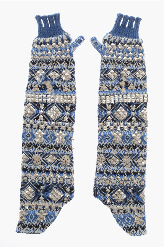 Maison Margiela Knited Fingerless Warm Lenght Gloves With Studs