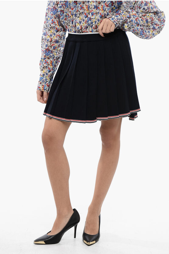 Thom Browne Knitted Accordion Miniskirt With Elastic Waistband