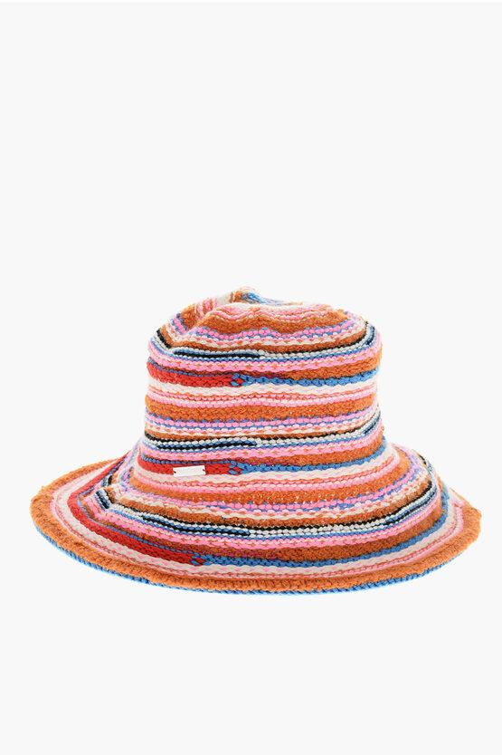 Dsquared2 Knitted Bucket Hat With Striped Motif In Multi