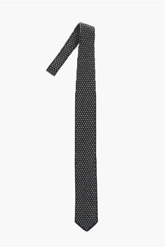 Corneliani Knitted Cashmere Tie With Polka Dot Motif