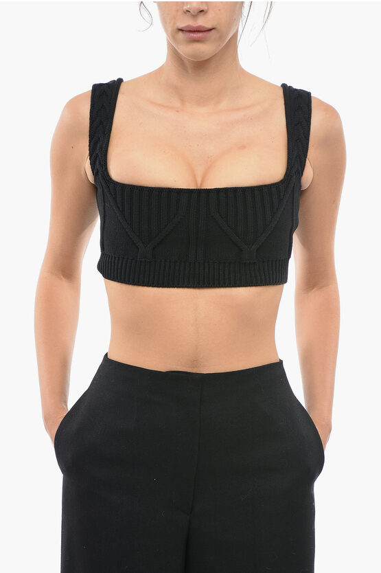 Attico Miles Ribbed-knit Cropped Top