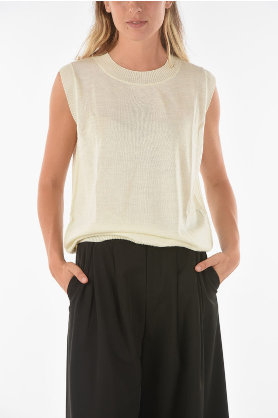 Ixos Knitted Curlin Tank Top With Ribbed Hems In White